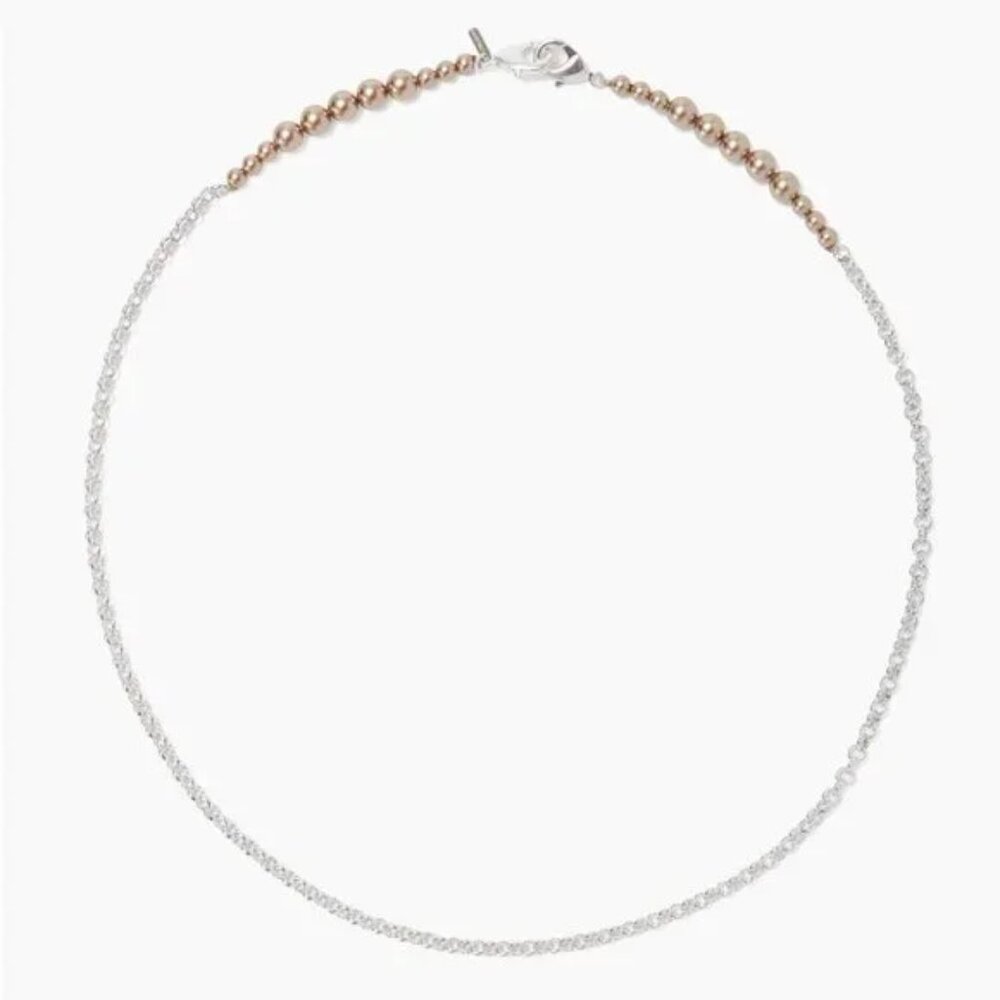 Chan Luu Silver Chain Necklace with Bronze Beads